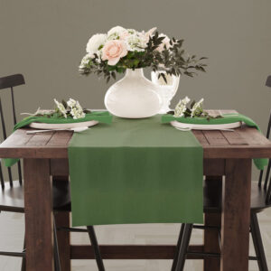 Linen Table Runner in Moss Green