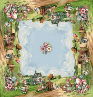 Каре за маса 100/100 - Жакард Великден - Заешка поляна