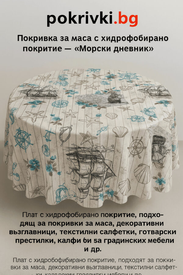 Покривка за маса с хидрофобирано покритие - „Морски дневник“ - Image 6