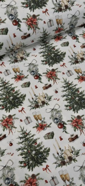 Коледна покривка за маса с хидрофобирано покритие - Празнична елха