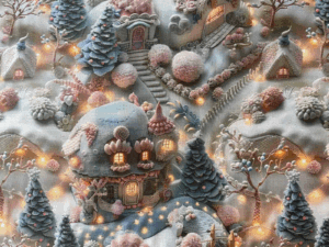 Коледна покривка за масата с хидрофобирано покритие - Зимна магия