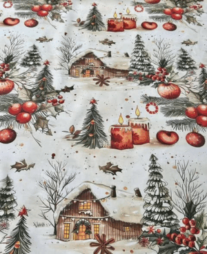 Коледна покривка за масата с хидрофобирано покритие - Зимна магия