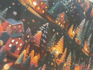 Коледна покривка за масата с хидрофобирано покритие - Зимна магия